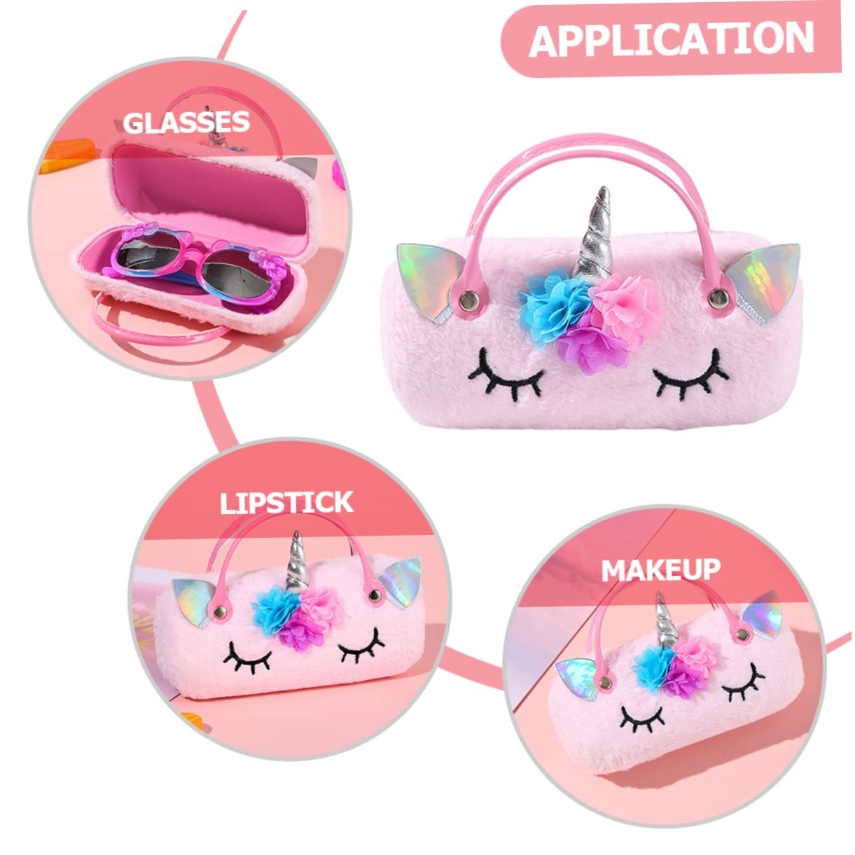 4 Stück Tragbare Brillentasche Tragbares Brillenetui Sonnenbrillenetui Organizer Zur Brillenaufbewahrung Aufbewahrungsbox Für Sonnenbrillen Handlich Geldbörse Rosa Kind Plüsch