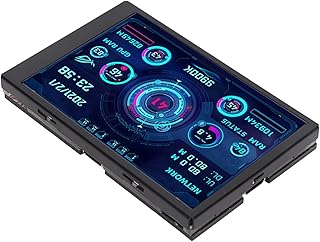 Computer Temp Monitor, Computer CPU Monitor, 3.5in IPS Full View USB C Auto Off Rotatable PC CPU Data Monitor, for Chassis RAM GPU (Black Set)