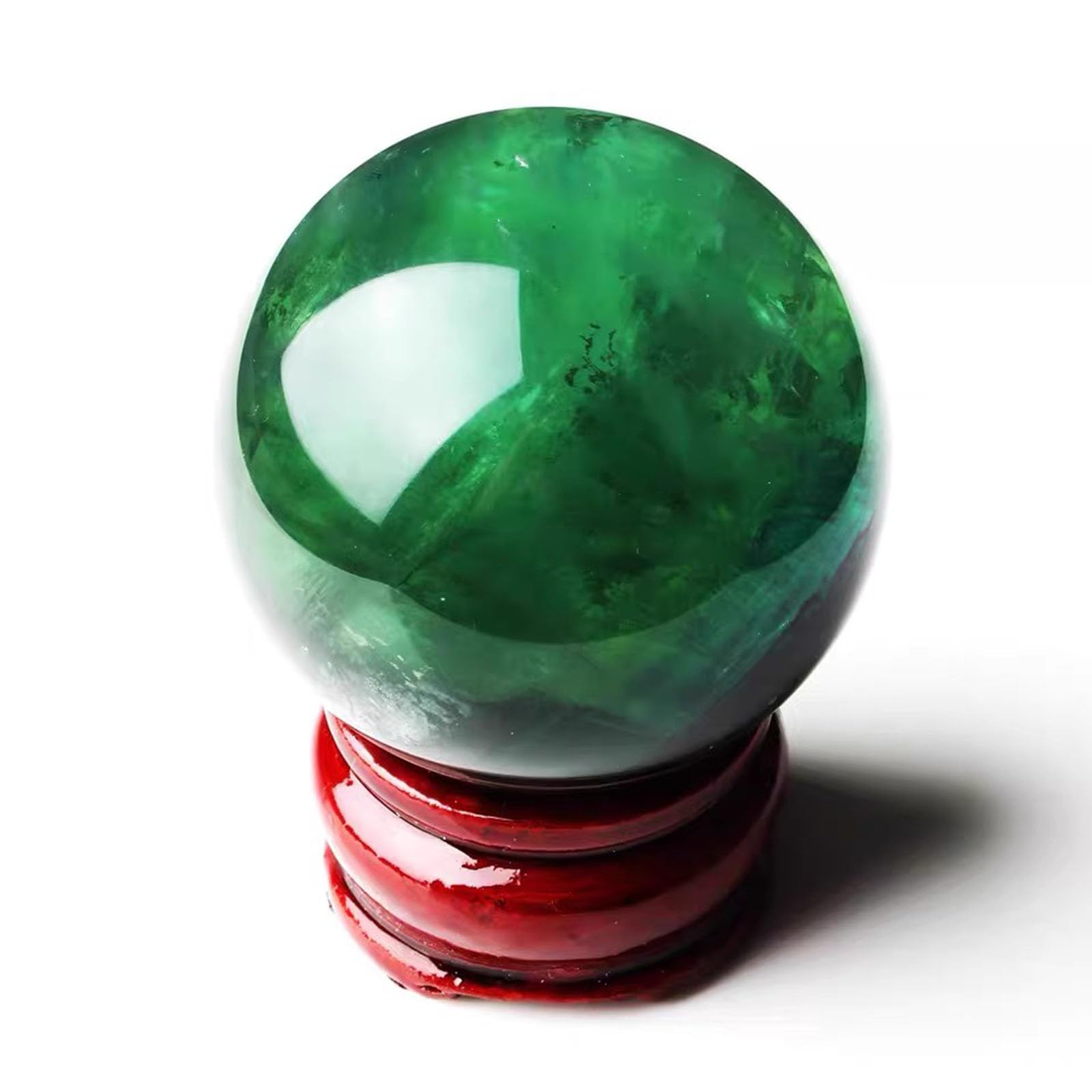 SSOPTMCB Decorative Green Fluorite Crystal Ball Figurines Rock Sphere Home Office Fengshui Decor Gift Orb with Stand,9cm Gemstone Stone