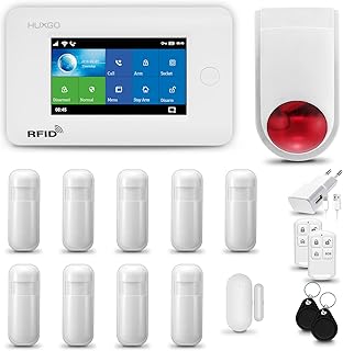 HXA006 Alarmanlage Haus WiFi + GSM mit Funk Sirene | Tuya Smartlife App | Alarm System mit Fenstersensor, 9X Bewegungssensoren | Alarmanlage Wohnung, Garage | Smart Home Security
