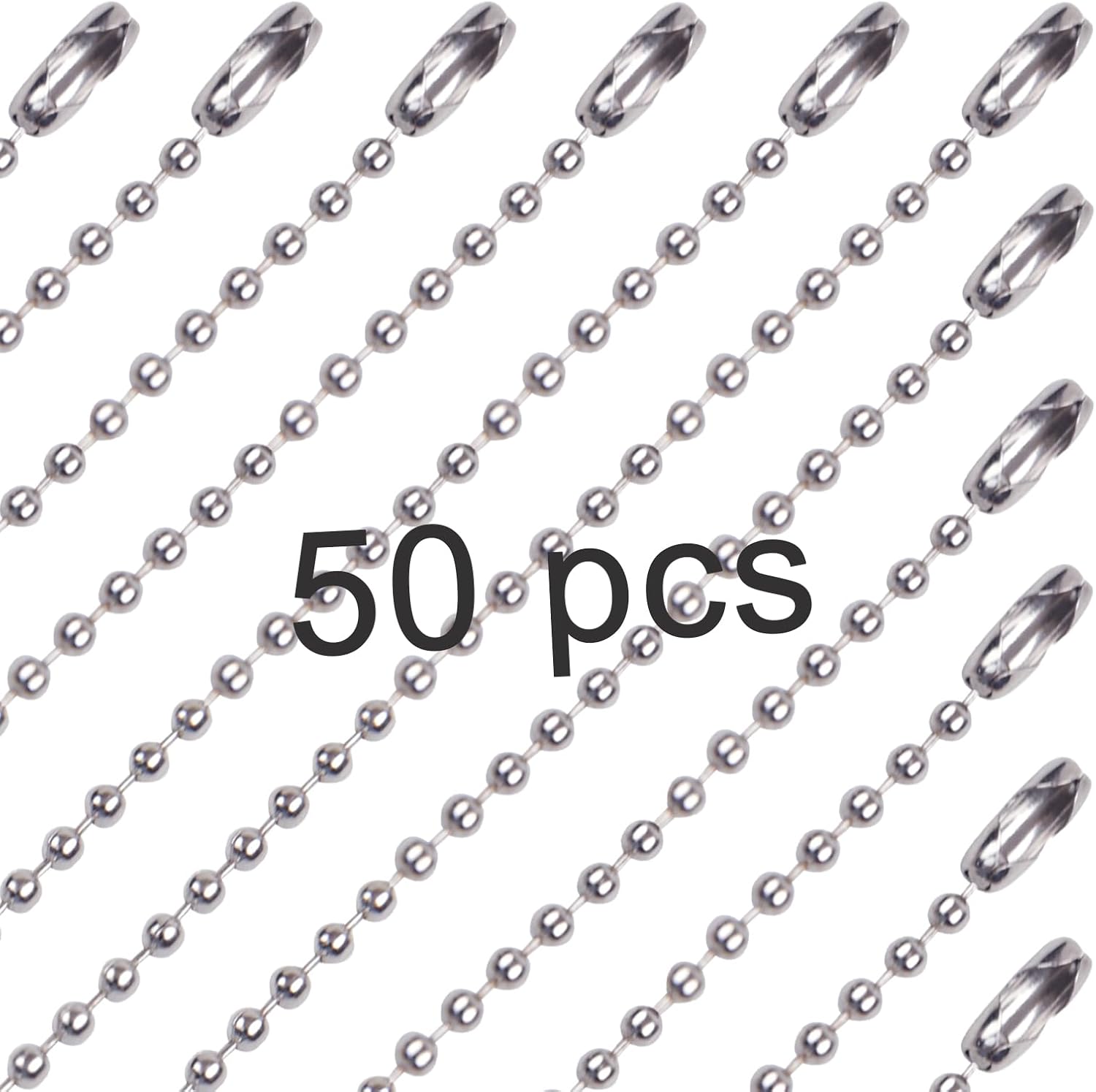 50 pcs Dog Tag Chain Ball Chain Necklace Bulk,Military Dog tag Chain for Men Dog tag