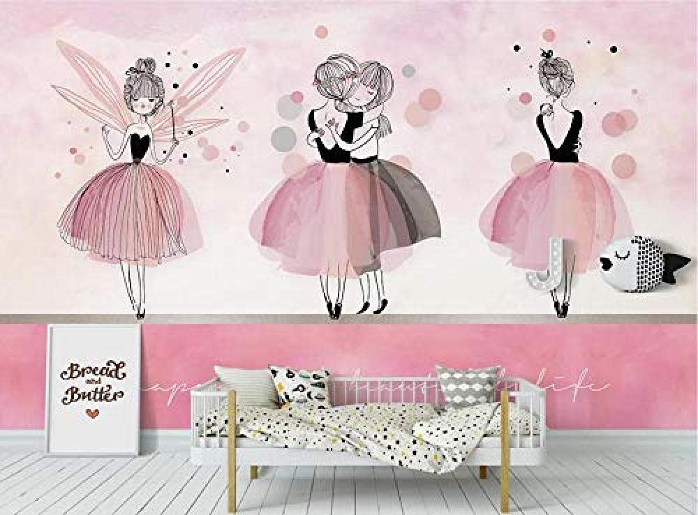Papel Pintado Rosado Romántico De La Muchacha De La Bailarina Para El Mural De La Decoración