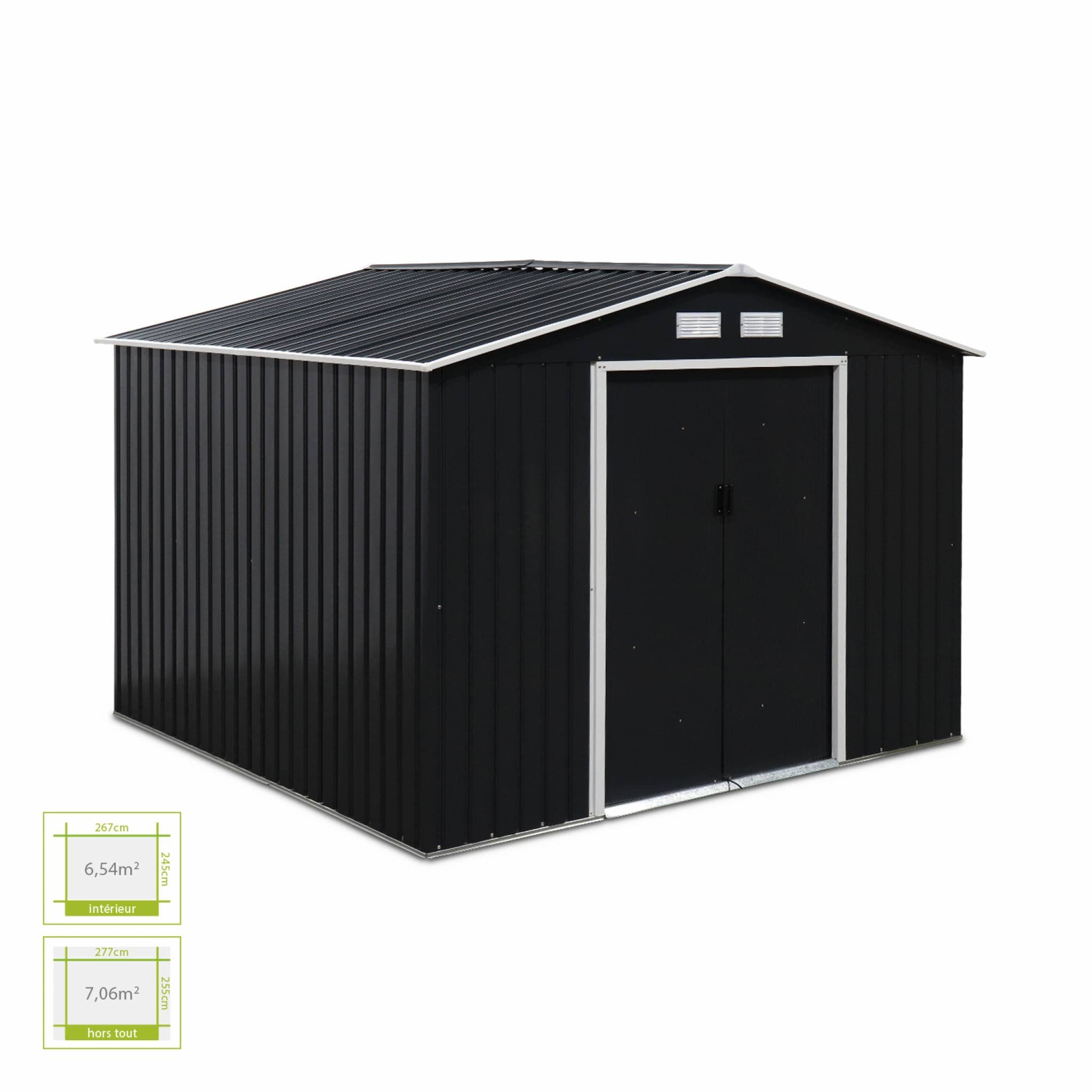 Alice's Garden Abri de Jardin en métal Calaisis – Cabane à Outils avec Deux Portes Coulissantes