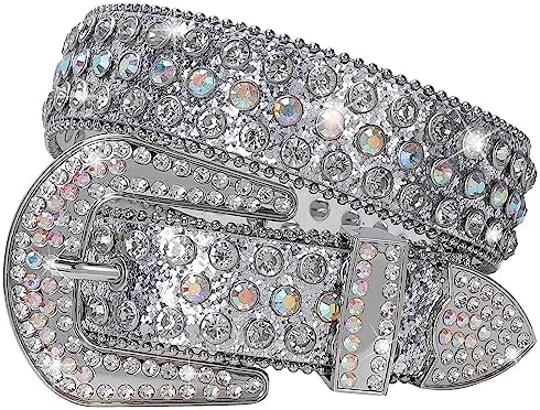 SUOSDEY Rhinestone Belt Unisex Sequin Strap Bling Crystal Western Studs Glitter Luxury Belt for Jeans Pants Dress