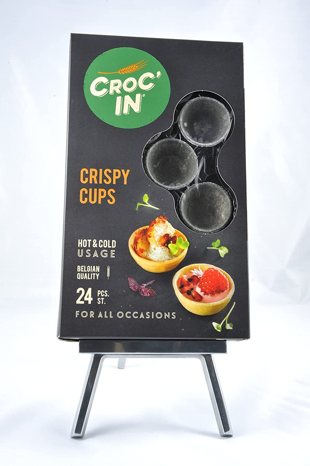 CROC’IN - Tartaletas para Rellenar Black - Base de tartaleta para Pastelería o Aperitivos - Elaboración Artesanal & Vegana - 24 unidades
