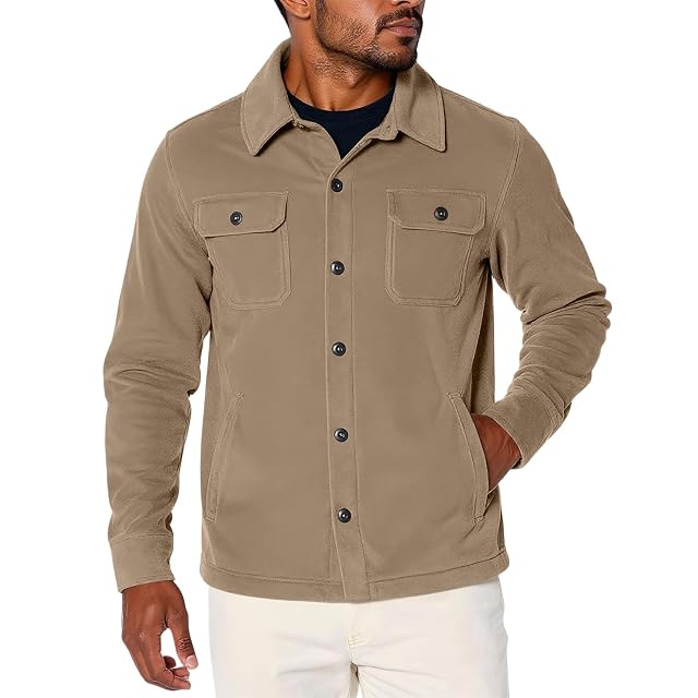 Mens Casual Jacket Solid Lapel Lightweight Jackets Button Up Slim Fit Tops Outdoor Warm Windbreak Coat S-3XL
