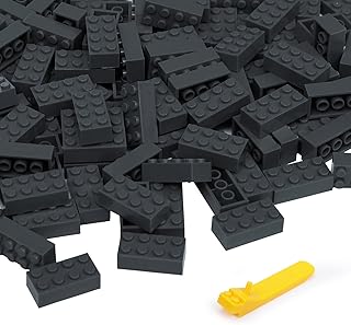 Classic Building Blocks, 360 Piece, 2x4 Basic Bricks, Compatible with All Major Brands, Creative Building Toy Gifts for Ages 3 and Up, Grey