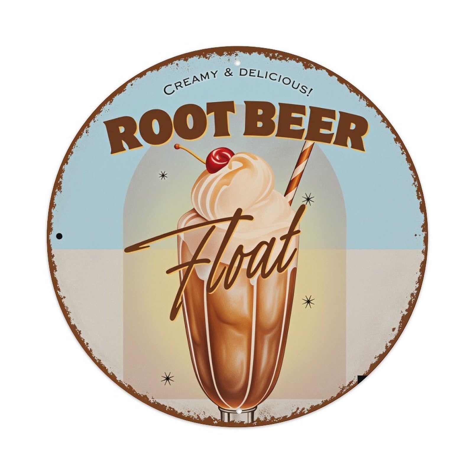 Creamy Root Beer Float Design Metal Tin Sign Vintage Garden Bedroom Cafe Bar Man Cave Home Wall Decor Metal Poster 8x8 inches