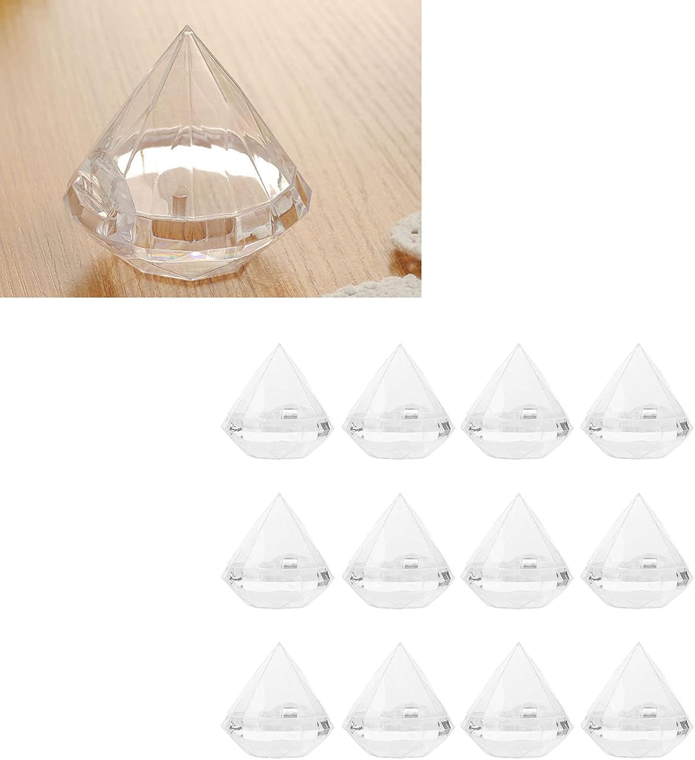 Transparente Cajas de Favores Dulces, Claro Cajas de Favor en Forma de Diamante Cajas de Dulces de Acrílico Cajas de Favores de Boda Plástico Tarros Transparentes Caja Almacenamiento Dulces (24Pcs)