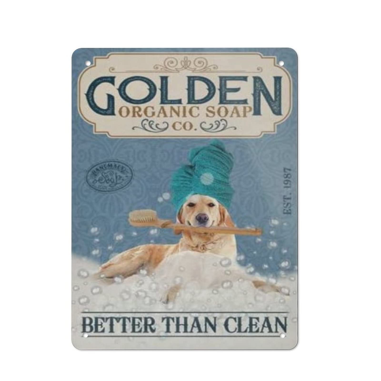 AOOEDM Golden Retriever Dog Organic Vintage Tin Sign Metal Tin Signs for Man Cave Funny Art Wall Plaque Kitchen Bar Pub Coffee Shop Wall Decor