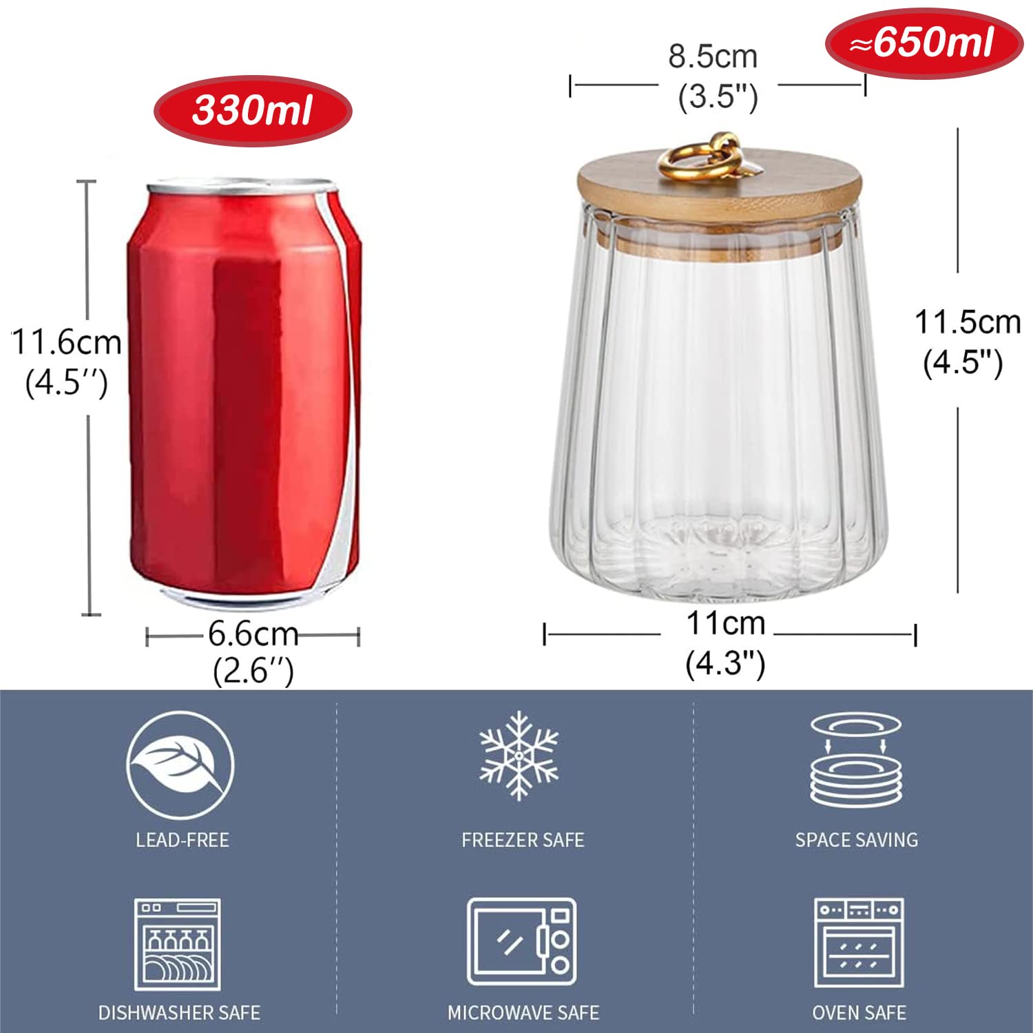 GGEROU Airtight Glass Jars Set of 4,Glass Coffee Nuts Canister with Bamboo Lid,Petal Decorative Coffee Storage Container for Sugar,Loose Tea,Nuts,Candy,Spice Food,Moisture-proof & Leak proof (Taper)