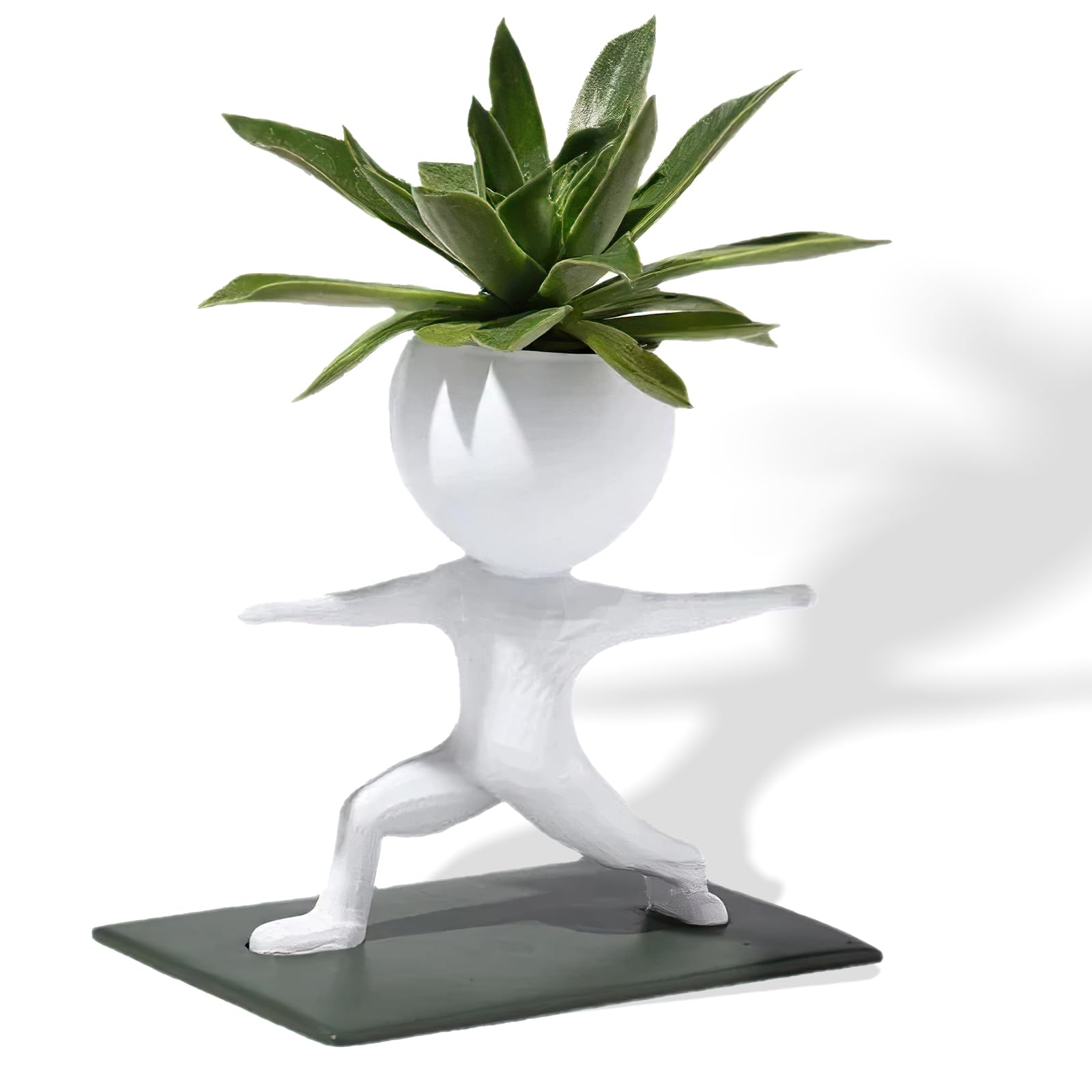 Resin Runner Figurine Succulent Planter, 6"×4"×2" Cute Desktop Plant Pot for Office Decor, Creative Fitness Gift for Runners & Gym Lovers, Fun Workout Decoration for Table or Shelf (Yoga)