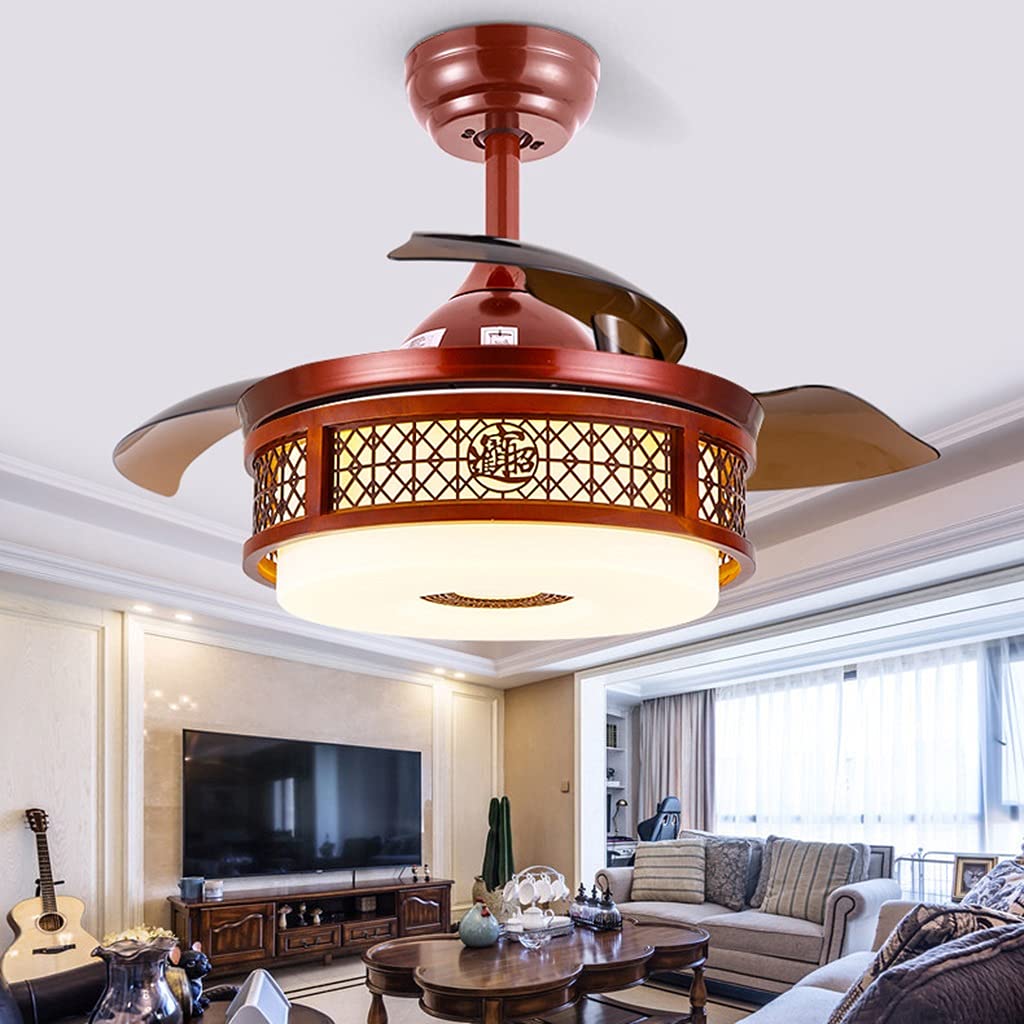 Fandelier Dimmerabile da 42 Pollici, Ventilatori da Soffitto a Scomparsa Luce, Telecomando, 6 velocità, 3 Colori, 3 Lame ABS Retrattili, per Soggiorno Sala da Pranzo (Color : STYLE2)