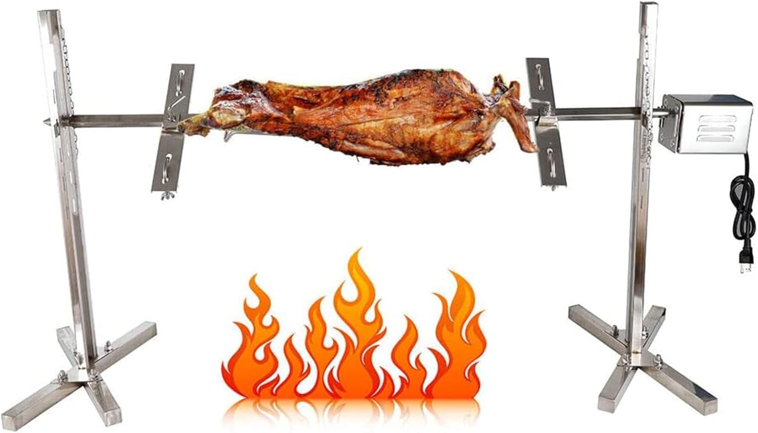 Electric Rotisserie Kit, Large Automatic Rotisserie, Stainless Steel Grill, Suitable for Roasting Pork, Silver