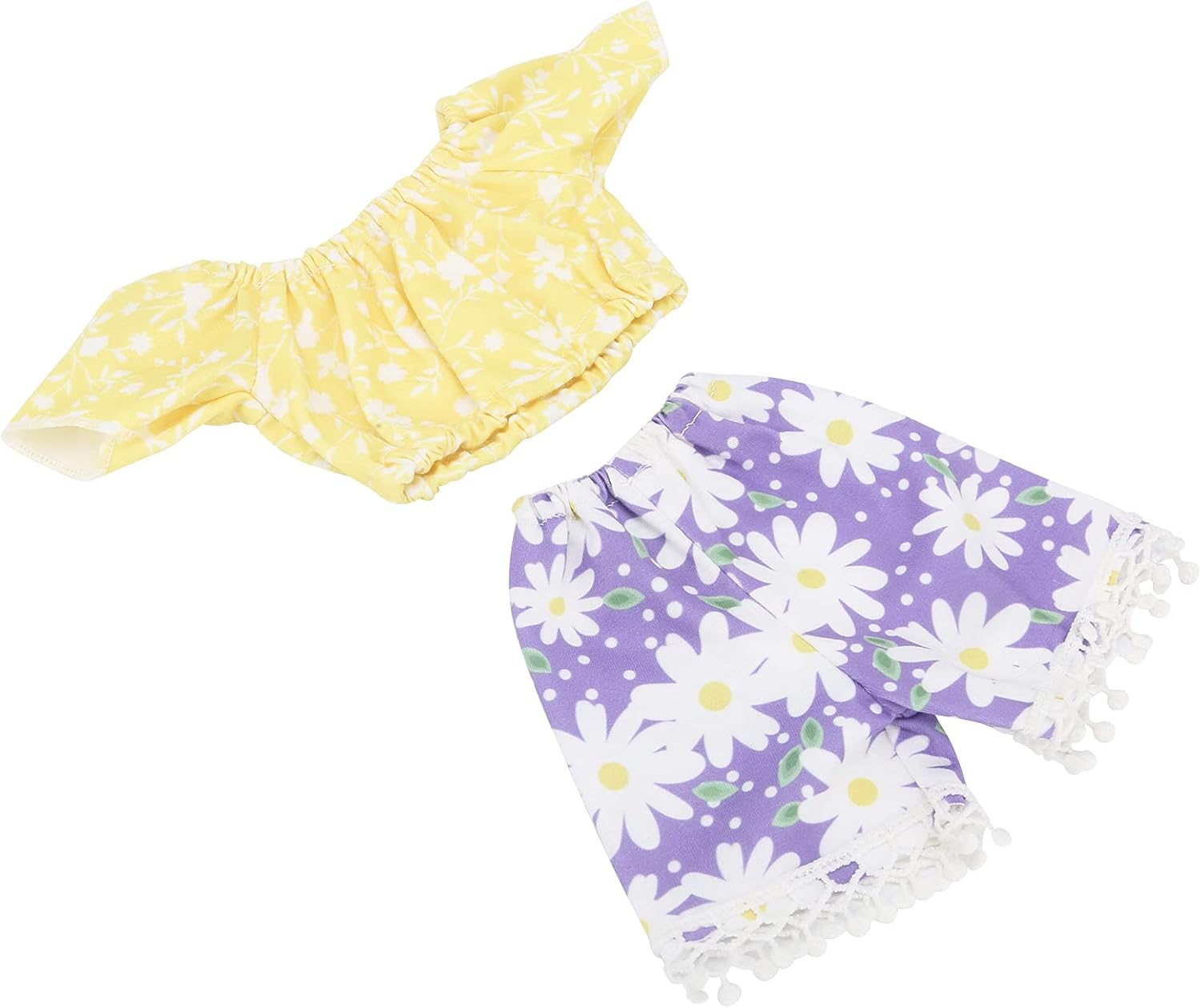 HEEPDD Doll Clothes, for Dolls, Handcrafted Fabric Flower Pattern Outfit for Girls Birthday Gift Doll Clothes, Colorful Stylish Dress Set Nan Children's Toys (Q18-775 Yellow and Purple Daisies)