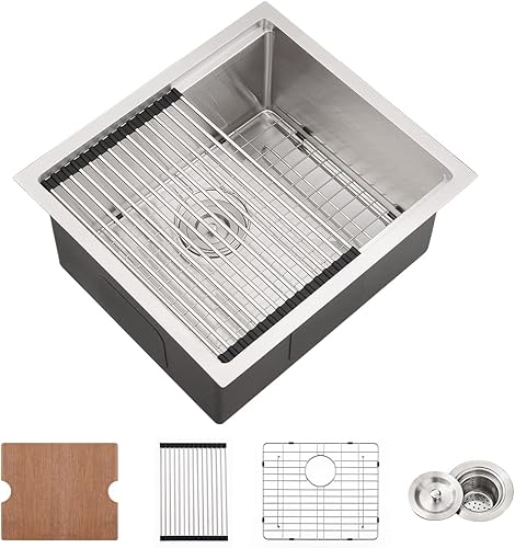 Fregadero de barra de 21 pulgadas Undermount-VASOYO - Fregadero de cocina de montaje inferior de 21 x 17 pulgadas, estación de trabajo, barra