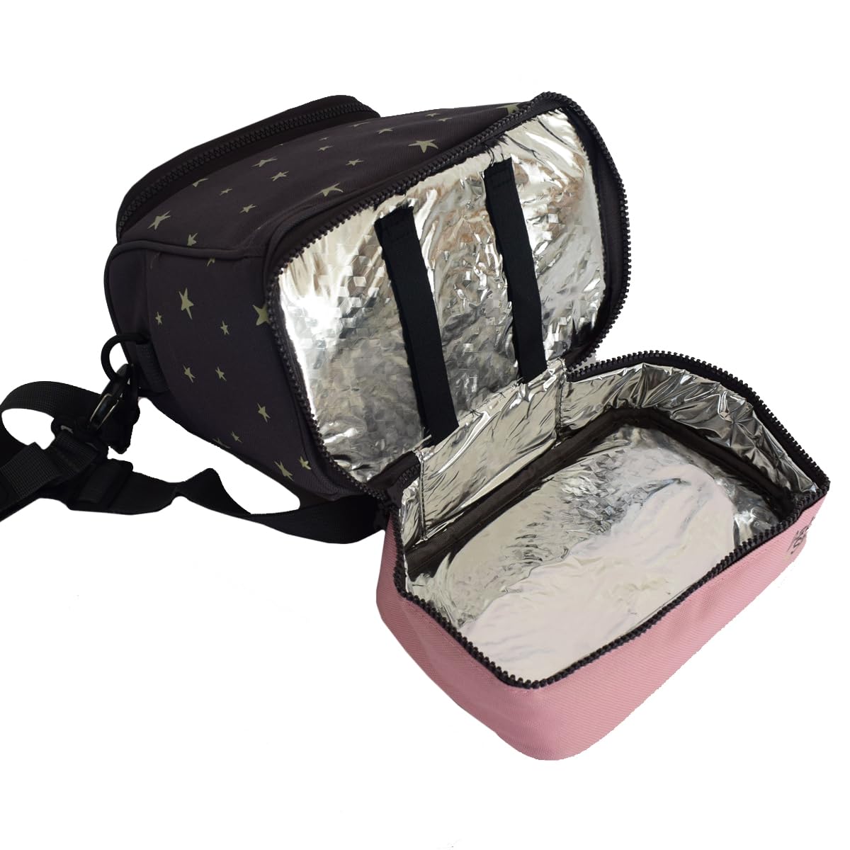 Olmitos - Bolsa bebé isotérmica para Frio y Caliente - Termoaislante para papillas y biberones - 23x21x17 compartimentado (Rosa)