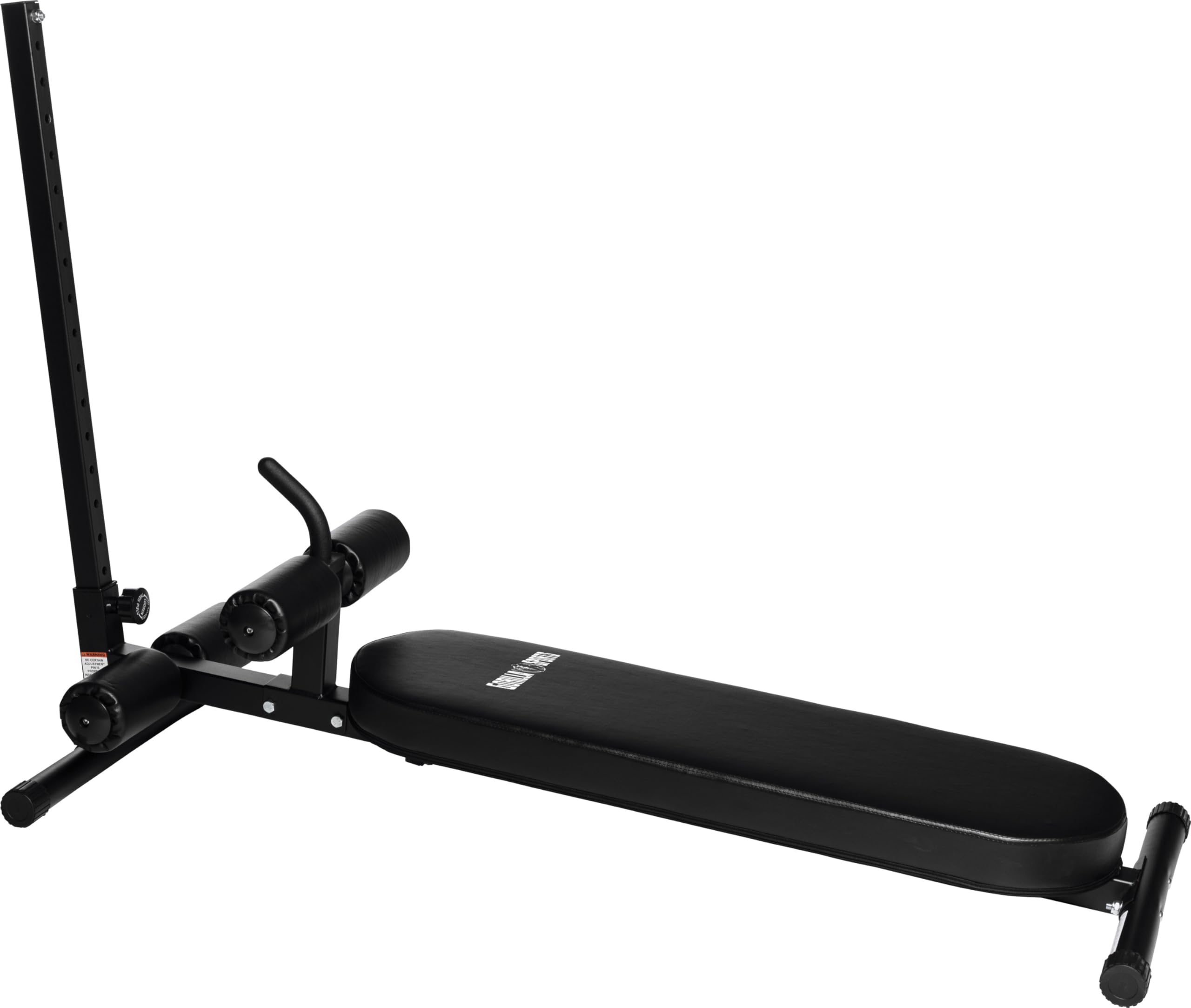 GORILLA SPORTS® Sit Up Bank 18-fach verstellbar, bis 200 kg, Stahl, Schwarz | Mit gepolsterter Bein- und Kniestütze, 4,75–100° Winkel und rutschfesten Füßen; Bauchtrainer, Rückentrainer, Fitnessbank