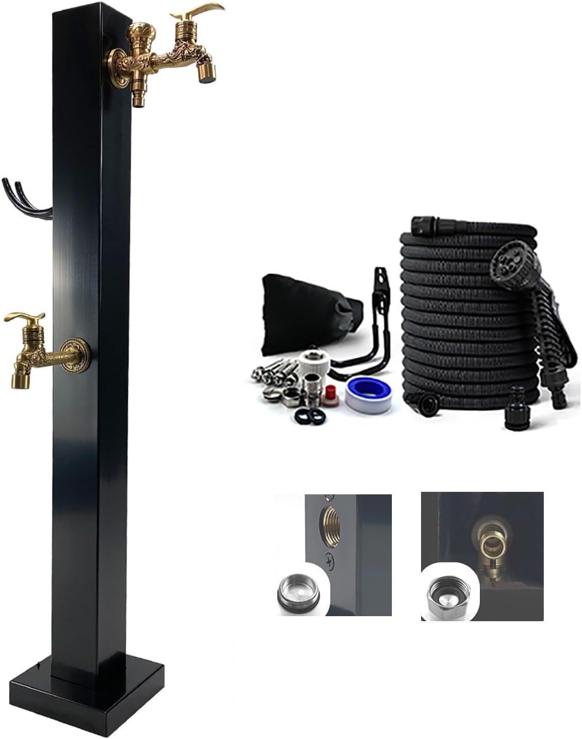 Epano Gold Lxxw Outdoor Faucet Water Column Freestanding Outdoor Garden Water Column，Frost Free Stainless Steel Faucet With 2 Separate Valve Switches