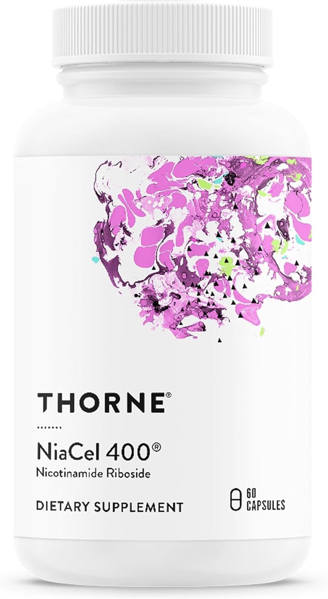 THORNE NiaCel 400 - NAD Supplement - Nicotinamide Riboside - Supports Healthy Aging, Cellular Energy Production & Sleep-Wake Cycle* - NSF Certified for Sport & Vegan - Gluten-Free - 60 Capsules