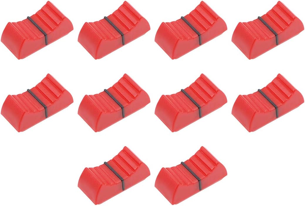 uxcell Plastic Straight Slide Potentiometer Flat Push Knob Insert Shaft 4x1mm Red 10pcs