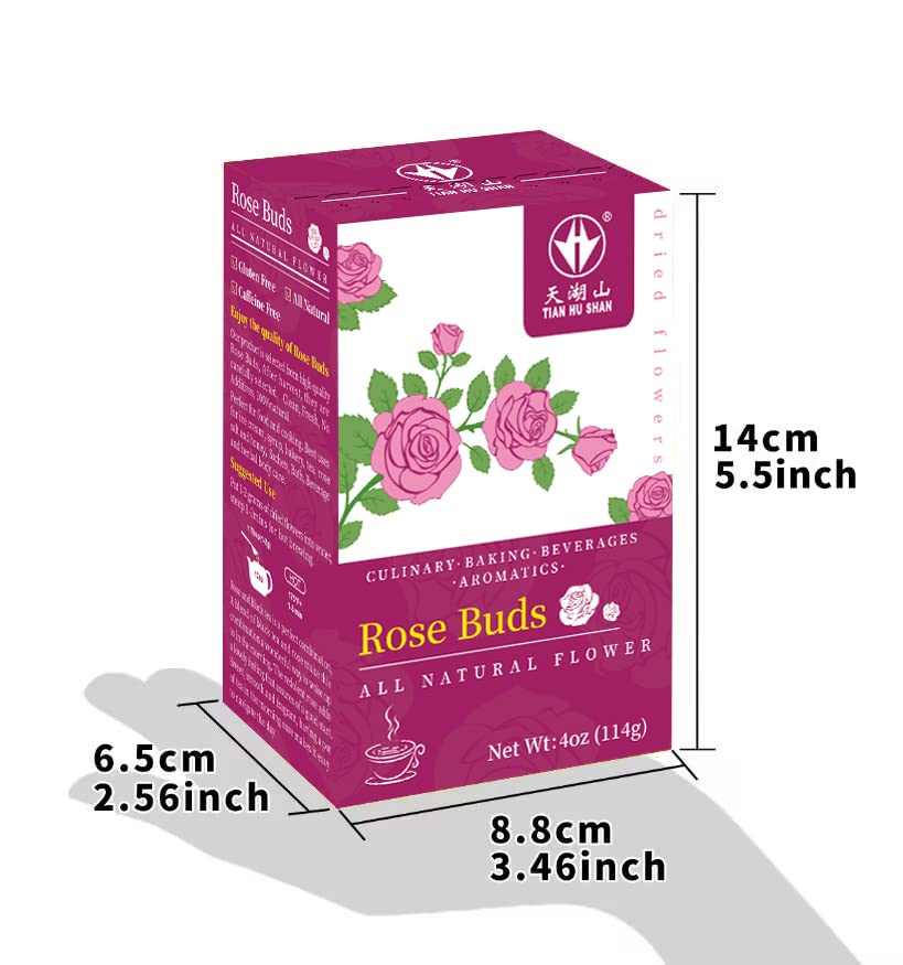 Miniatura 2 de TIAN HU SHAN Rose Tea - Hojas sueltas, brotes de rosa secos de primio, rosa de grado alimenticio, té de hierbas de rosas, sin cafeína, 4 onzas,