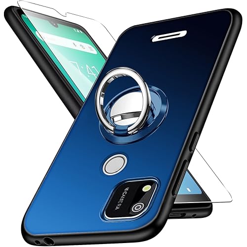 Case for Sense TW102 Phone Case Hide Telescopic Folding with Ring Kickstand Shockproof Protective Cover ，with 1pcs Screen Protector Reinforced Corners TPU Blue