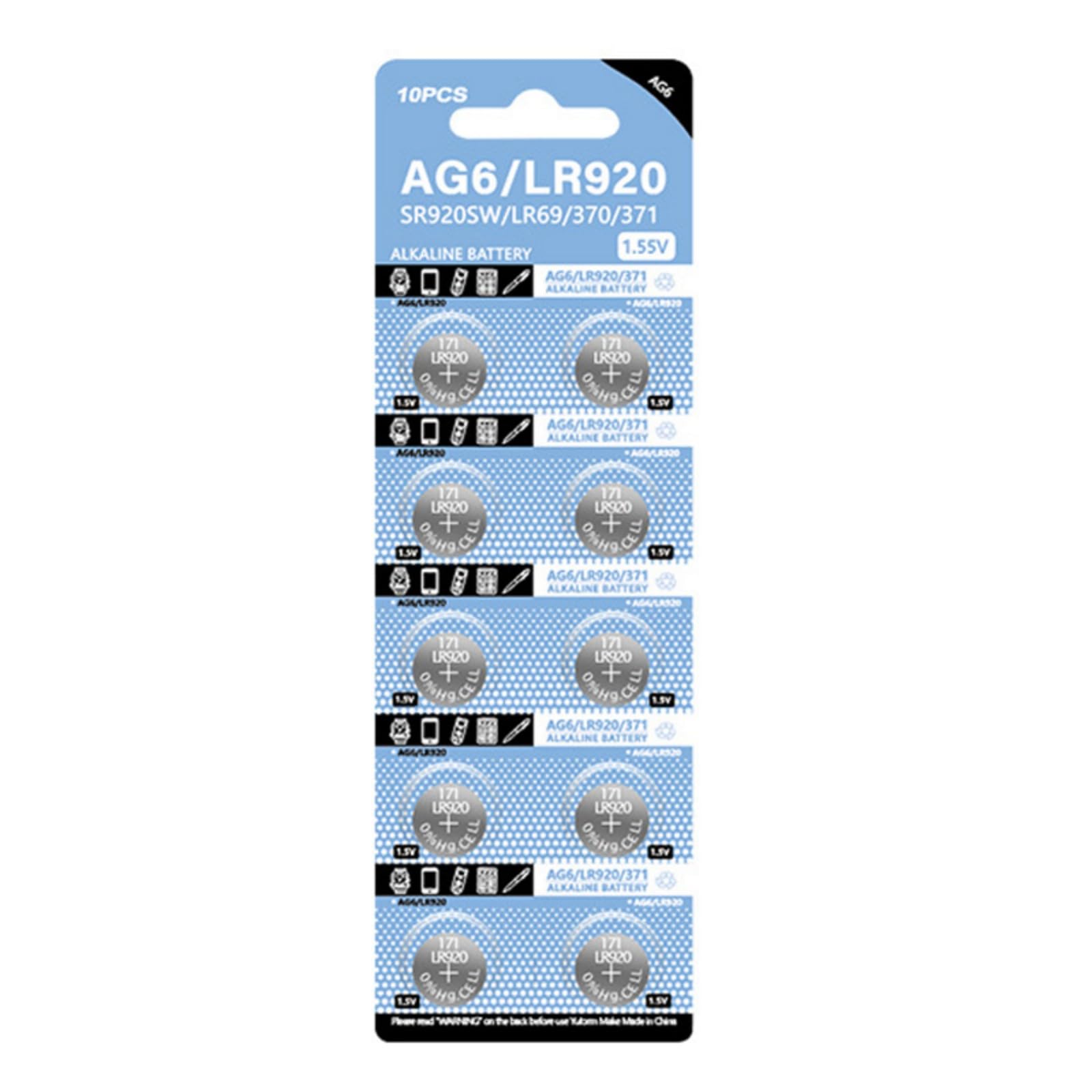 10 Batterie A Bottone AG6 SR920SW SR69 SR921 LR920SW 280-31 V371 D371 605 S921E GP371 CX921 SG6 LR921 Adatte Per Orologio - Foto 5