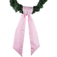 YKW Pink White Stripe Wreath Sash Front Door Decoration, 5.12" x 54.33" Blank Sash Wedding Birthday Holiday Party Bow Ribbon Spring Farmhouse Home Decor Accessories