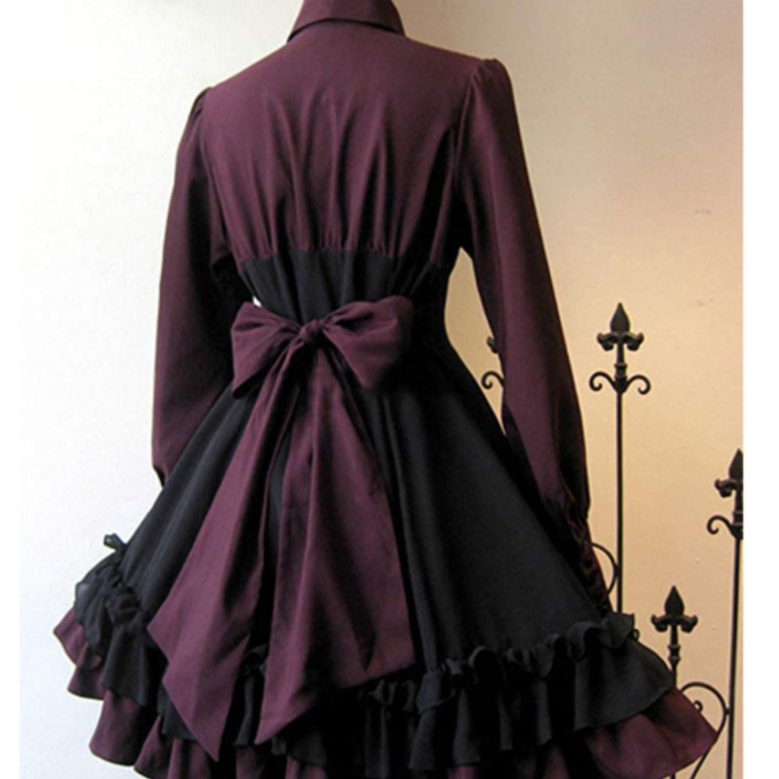 Abito a Maniche Lunghe Collo Abbottonato, Gotico, Abito con, per Cosplay, Cosplayer