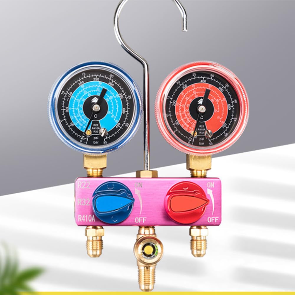 Juego de manómetros de presión de colector HS-M02 para R22 R32 R410A R404 R507 Servicio en sistemas de aire acondicionado residenciales y comerciales