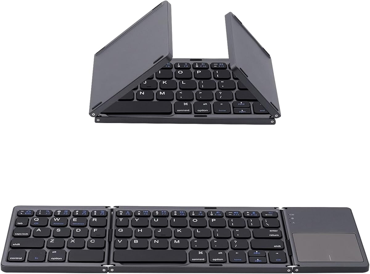 Mcbazel Teclado Bluetooth Plegable,Teclado Inalámbrico Portátil Ultra Delgado con Teclado Numérico, Compatible con Mac, iOS, Android, Windows