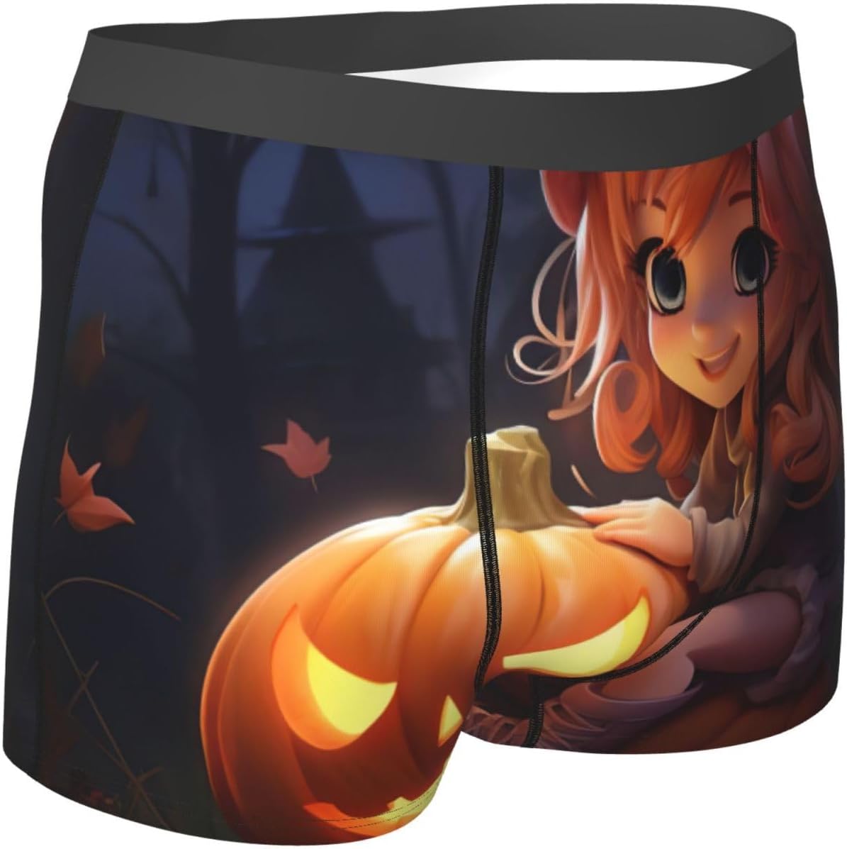 Halloween Cute Pumpkin Print Men'S Boxer Briefs, Breathable Comfortable Mens Underwear With Soft Stretch Fabric