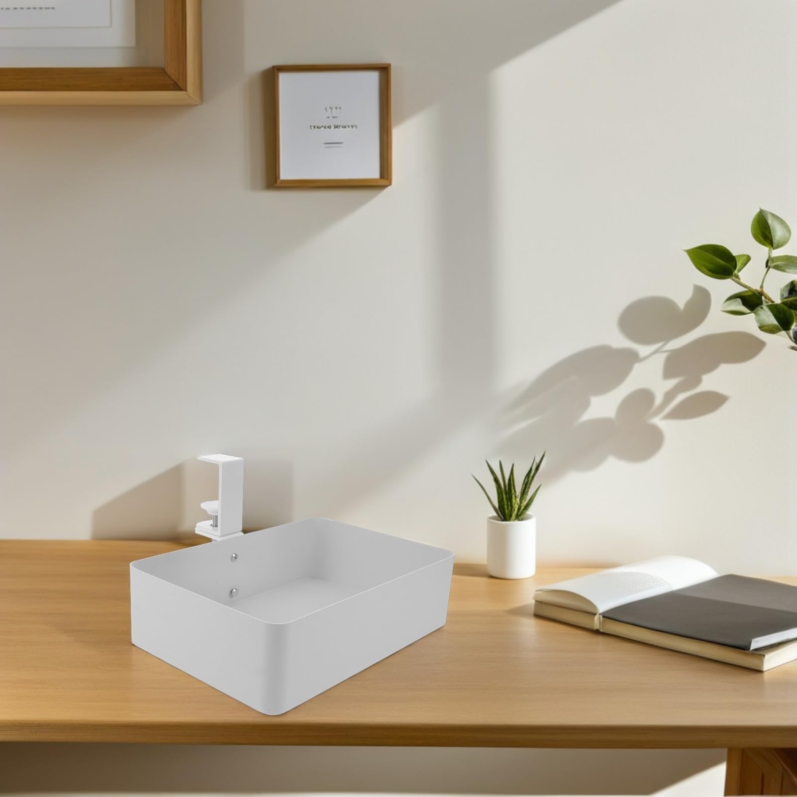 SECFOU Cestino Portaoggetti in Metallo Sottoscrivania Contenitore per Casa e Cucina Organizer per Piccoli Spazi