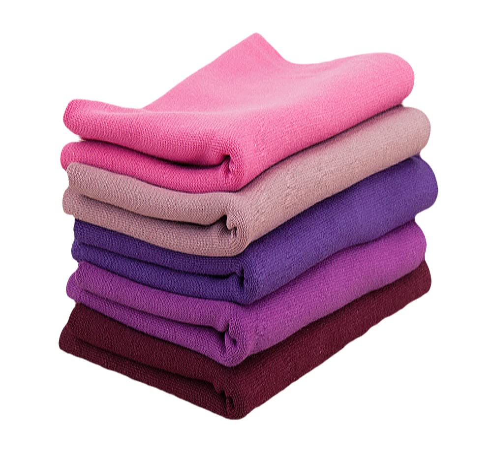 Baumwoll - Bündchenstoff Bündchen SET Pakete Schlauchware Lilatöne - 5 x 50 cm x 35/70 cm
