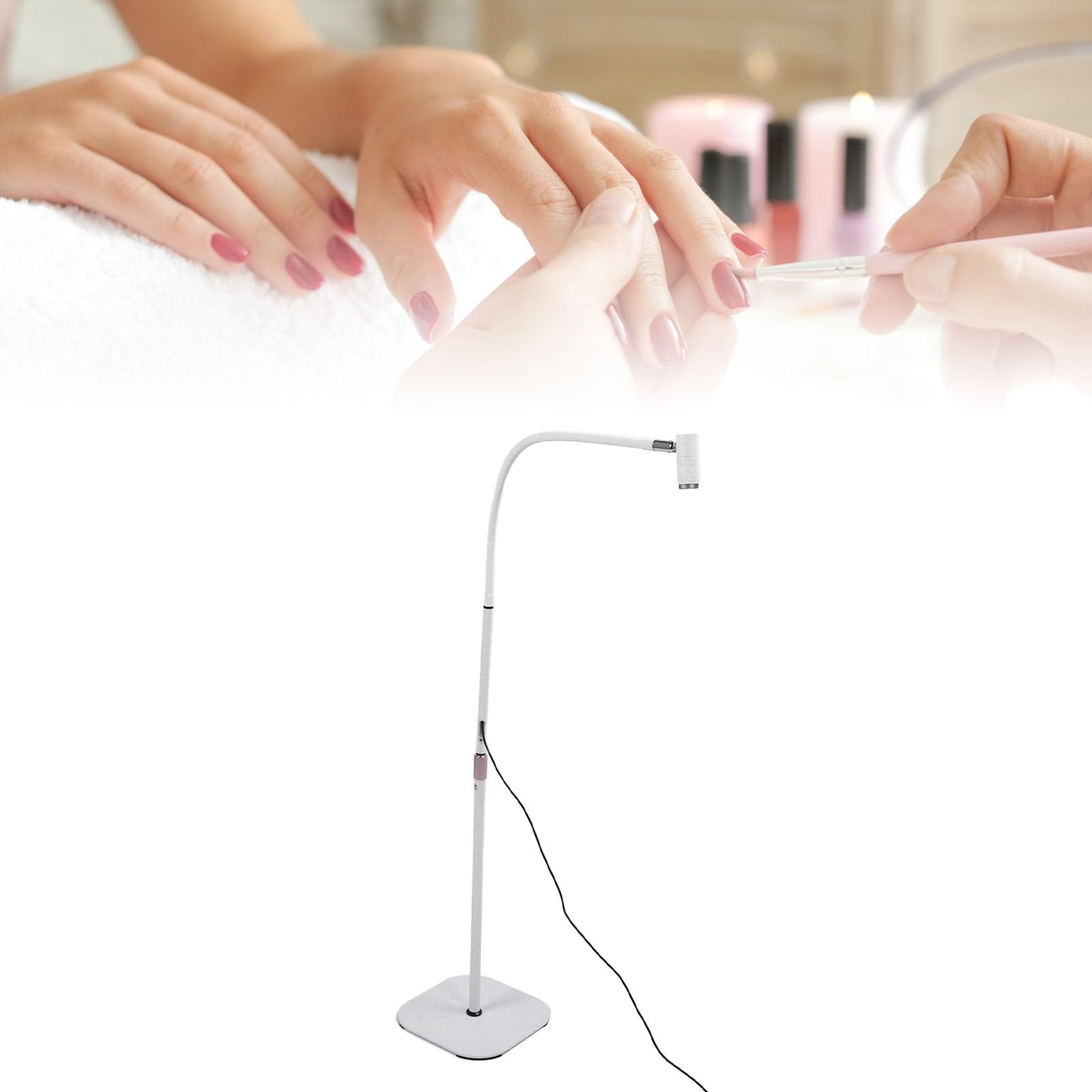 Fokusverstellbare Lampe, Zoombarer Schwanenhals-Bodennageltrockner, Helligkeit, Flexible UV-Aluminiumlegierung für Make-up