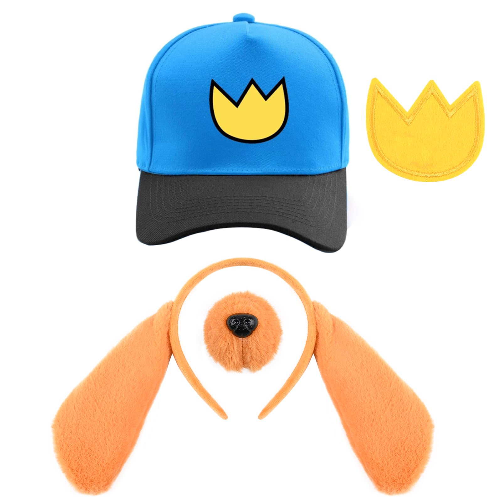 Kavoc 4 Pcs Dog Hero Costume Include Baseball Hat,Dog Ears Headband,Dog Nose and Fabric Patch for Men Women Kids Book Day Dress Up(Style1)