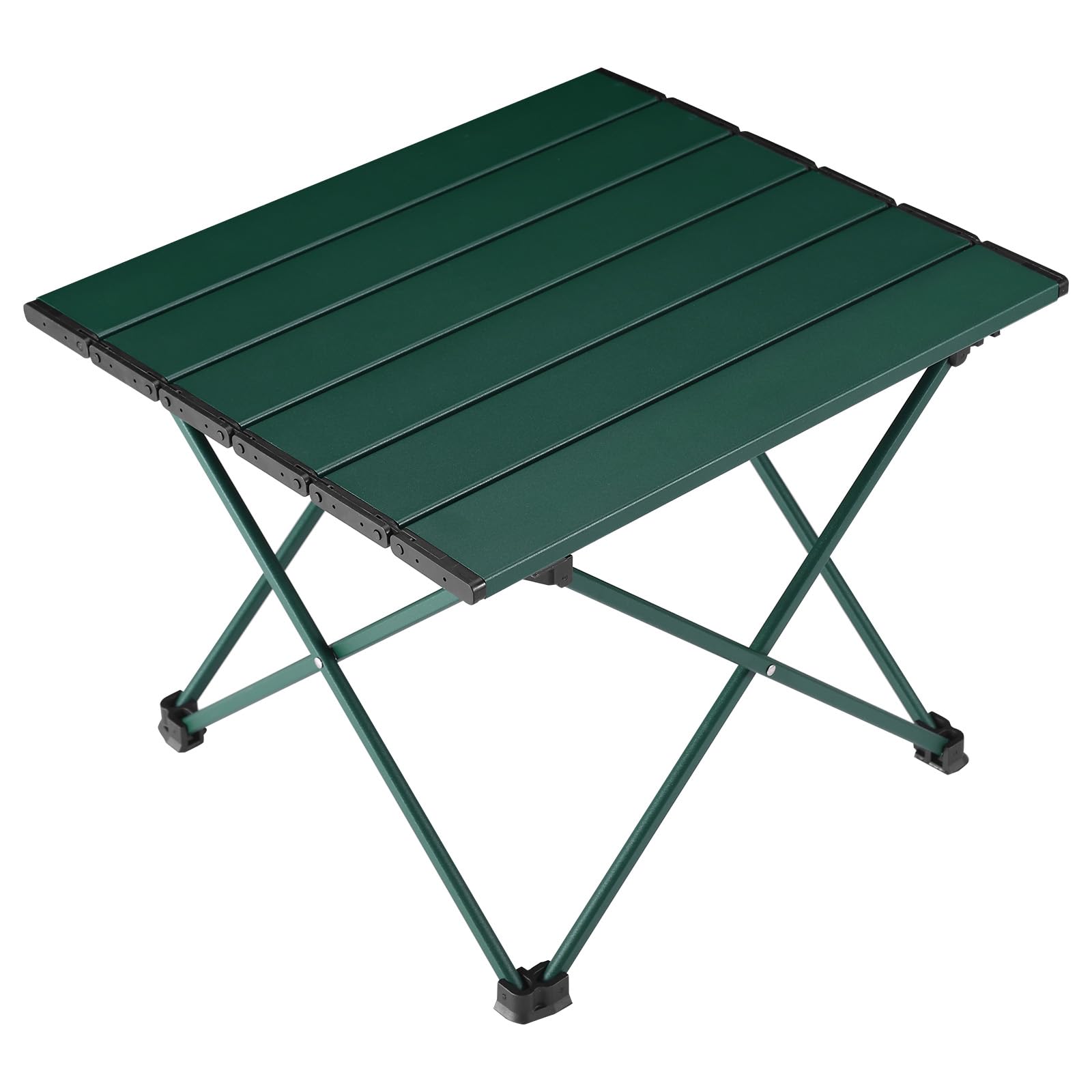 Tesouro Portable Camping Table,Folding Side Table Aluminum Top for Outdoor Cooking, Hiking, Travel, Picnic (Blackish Green-Small)