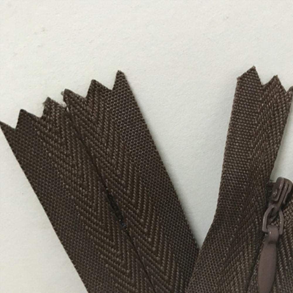 10pcs 6 Inch-26 inch (15cm-65cm) Nylon Coil Zippers for Tailor Sewing Crafts Nylon Zippers Bulk 20 Colors,299 Brown,Total Length is 50cm