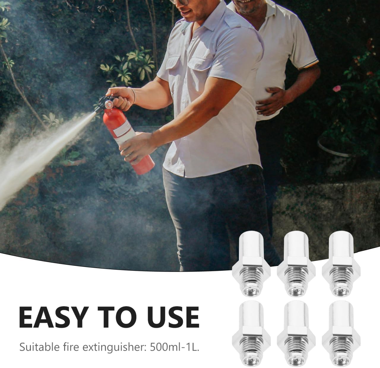 Fire Extinguisher Nozzle Replacement Water-Based Fire Hose Nozzle Accessory for Small Extinguishers 1.37 in Easy Install pack of 6 for Home and Office Use