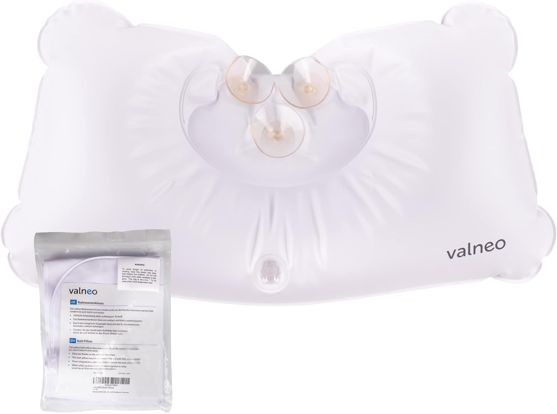 valneo Bath Pillow, Bath Tub Pillow, Inflatable - Spa Pillow, Relaxing Pillow