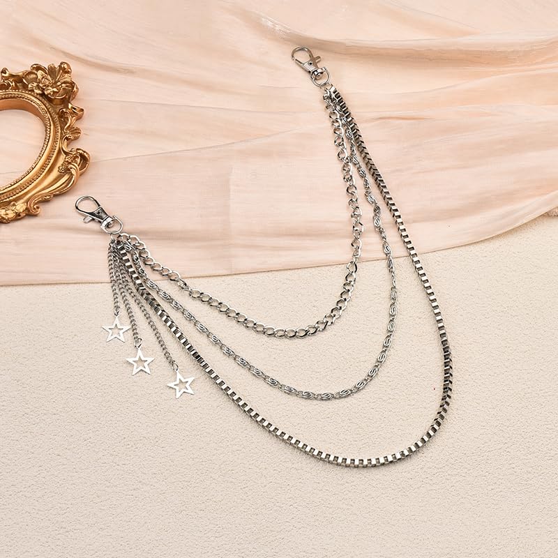 Kilener Jean Pants Chain Y2k Star Waist Chain Goth Multi Layer Chain Belts for Women Men Trousers Skirt Chain Pocket Chain Punk Waist Chain Belt Hip Hop Body Accessories for Women3