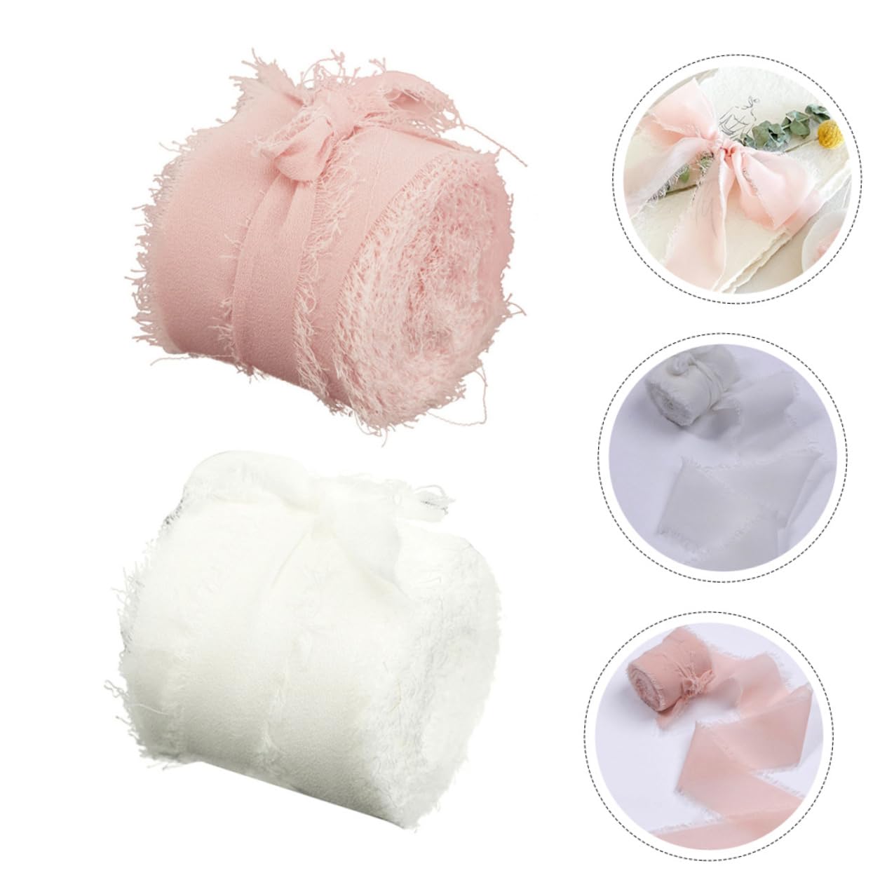 Veemoon 8rollen Multifunktionale Blumenbänder Chiffon Handreißbare Fransenbänder Für -projekte Hochzeitsdekoration Und Haarschmuck Yards Pro Breit