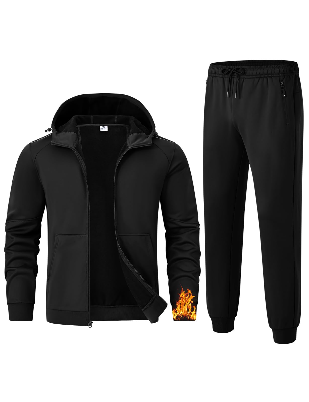 TBMPOY Mens Fleece Lined Hooded Tracksuits Sweatsuits 2 Piece Sets Winter Thermal Jogging Track Sweat Suits Warm Up Outfits
