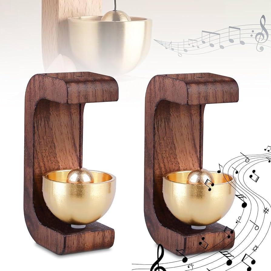 Wooden Magnetic Door Chime Bell with Brass, Wall Mount Classic Sound Bell, Decorative Vintage Doorbell for Home, Office & Store Use (Brown - Qty-2)-image-45