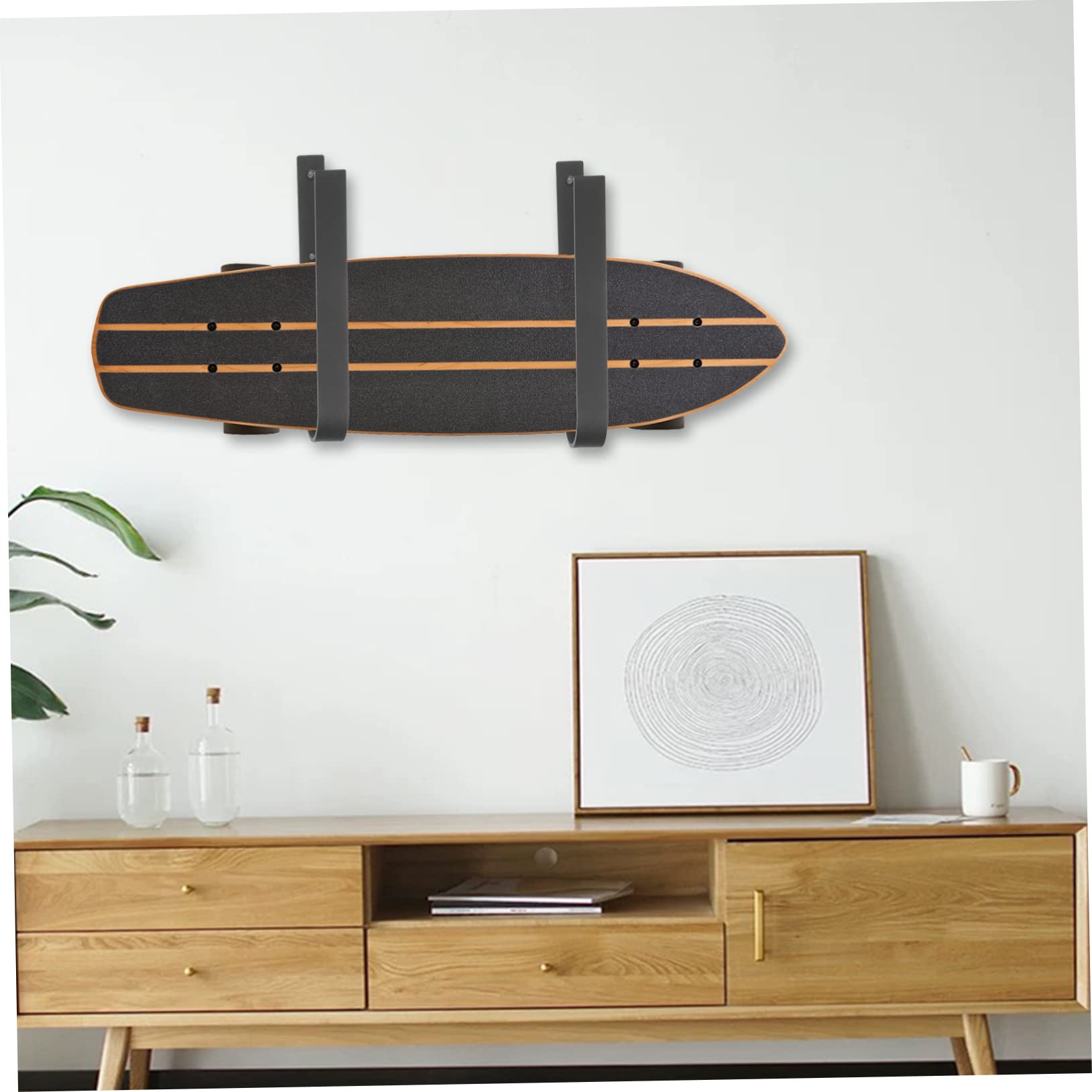 VANZACK Support Mural pour Skis et Snowboard Crochets Métalliques Robustes pour Rangement de Skateboard Longboard et Ski Le Garage Maison