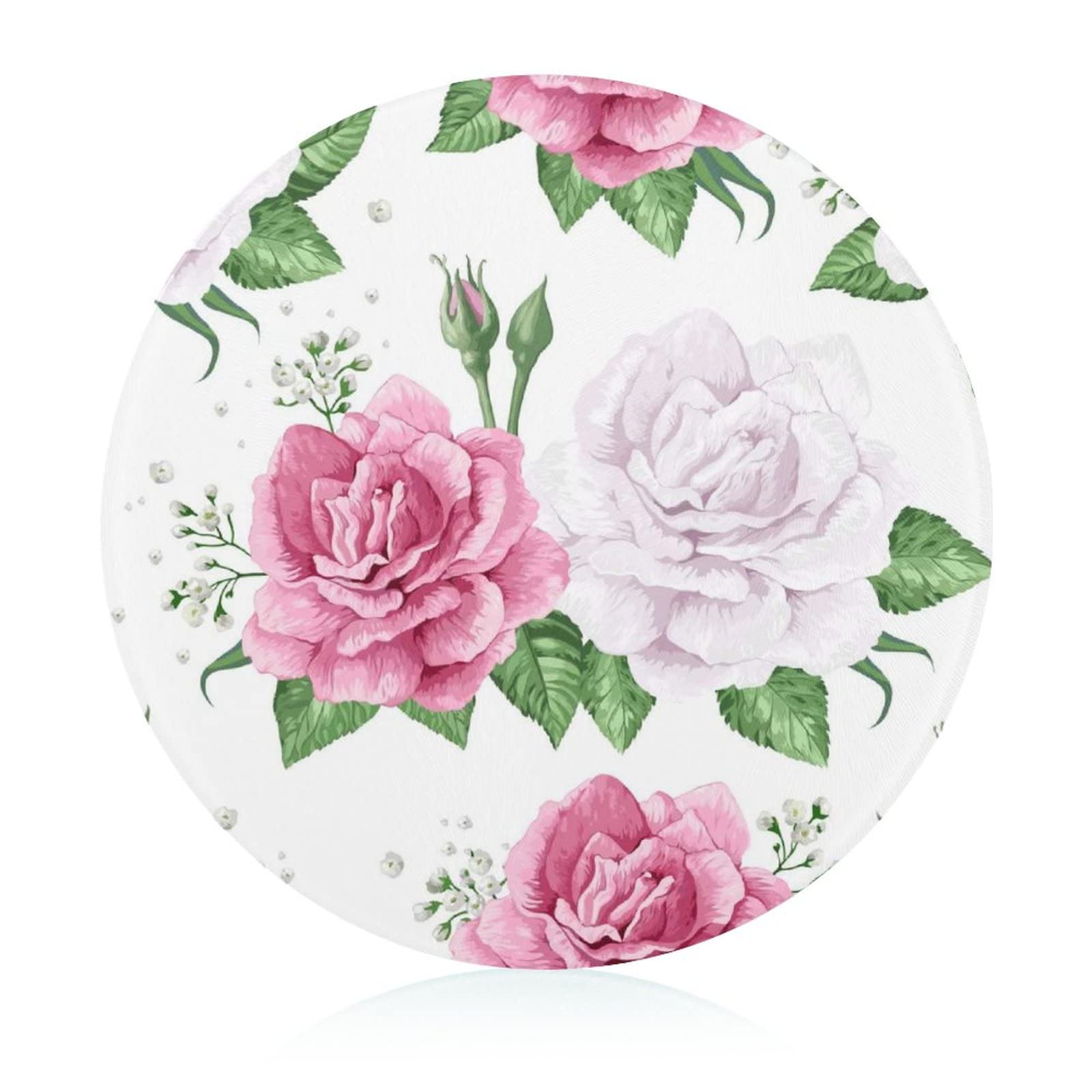 Pink White Flower Decorative Cutting and Serving Board Long Lasting for Kitchen Dishwasher Safe 20 cm