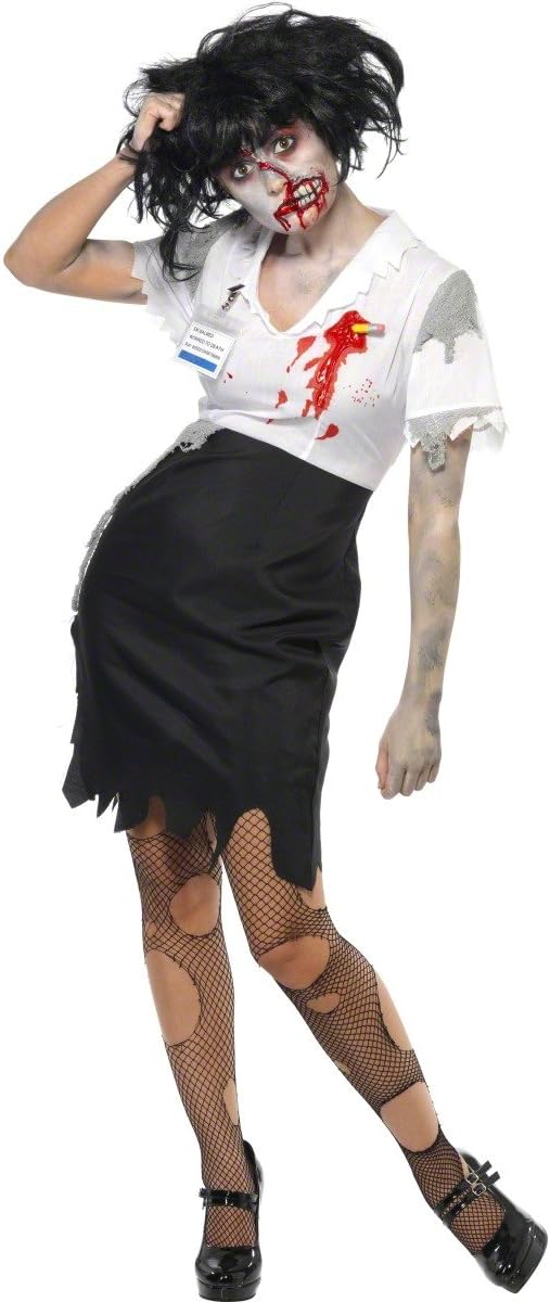 Smiffy's Women's Work To Death Zombie Female Costume Dress with Name Badge