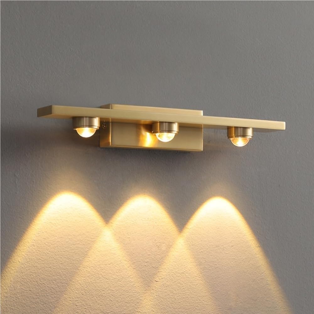 SXECAEPS Nordic Modern Brushed Brass Wall Sconce Hardwired Indoor Lamp 3000K Warm Light Mounted Fixtures for Living Room Bedside Nightstand Vanity Bathroom(B)