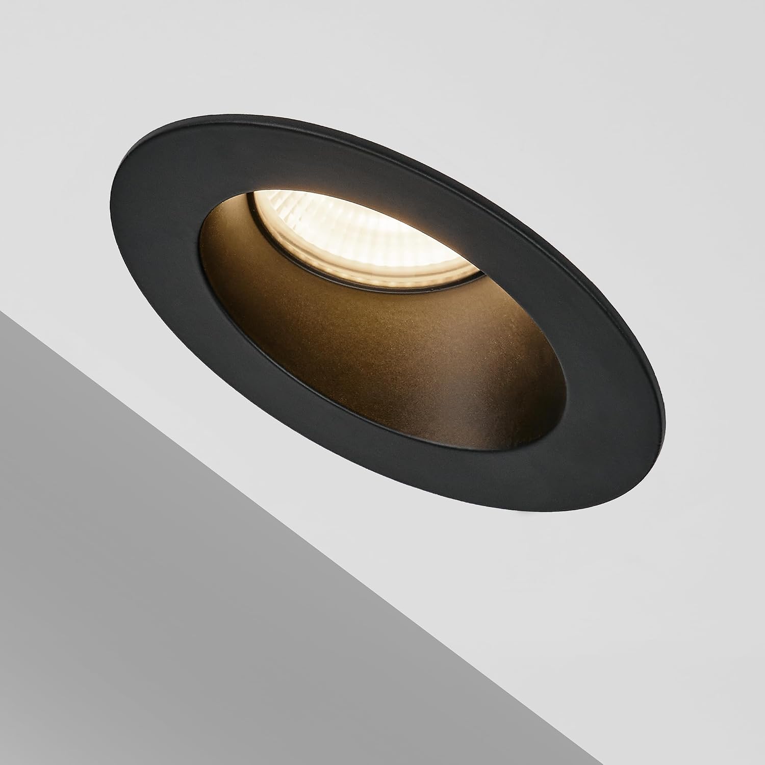 Maxxima 4" Canless Sloped Recessed Anti-Glare LED Downlight, For Sloped Ceilings, 900 Lumens, IC Rated, 5 Color Temperature Selectable 2700K/3000K/3500K/4000K/5000K, Dimmable, Round Black Trim 90 CRI